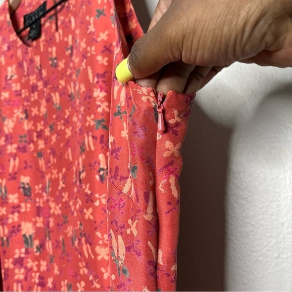 Sigrid Olsen Women 100% SILK Dress 10 Pink floral Geometric Sheath Sleeveless - Picture 4 of 11